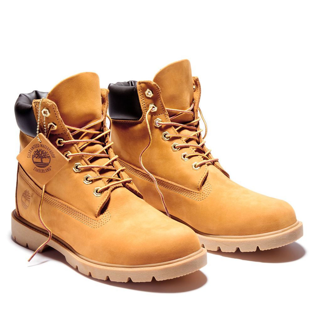 Timberland Μποτες Χιονιού Ανδρικα Καφε - 6-Inch Basic Waterproof W/Padded Collar - Greece 9462503-EG